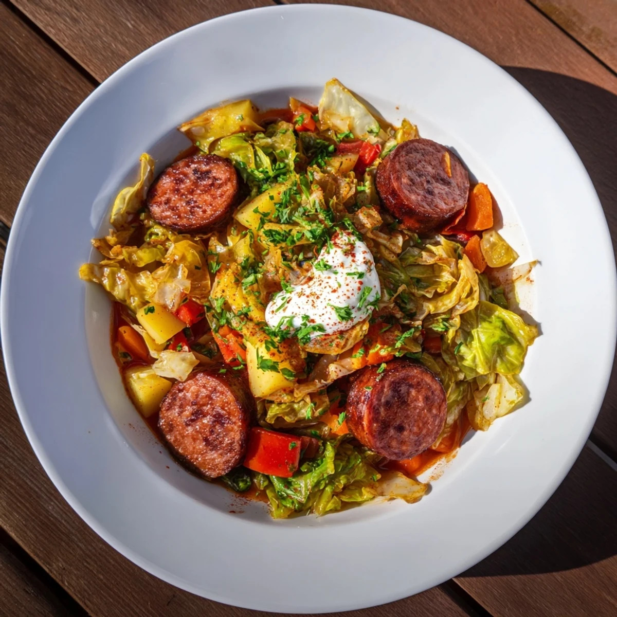 Wurst Kohl Eintopf Gulasch