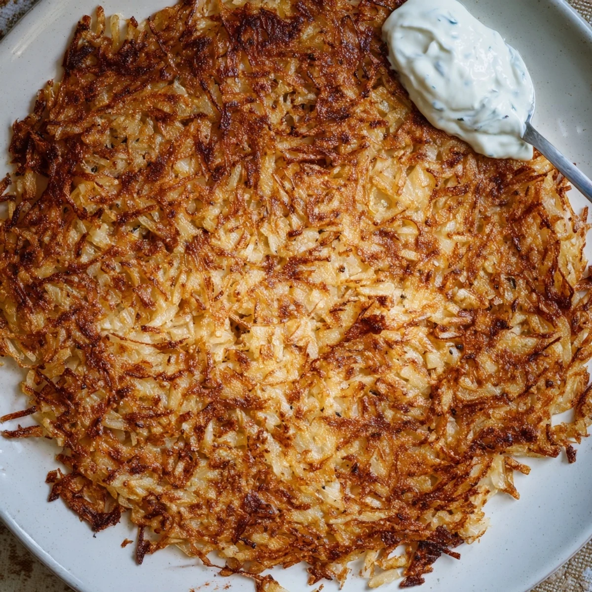 Enjoy a plate of homemade German potato pancakes, with a delightfully crispy exterior and fluffy inside.