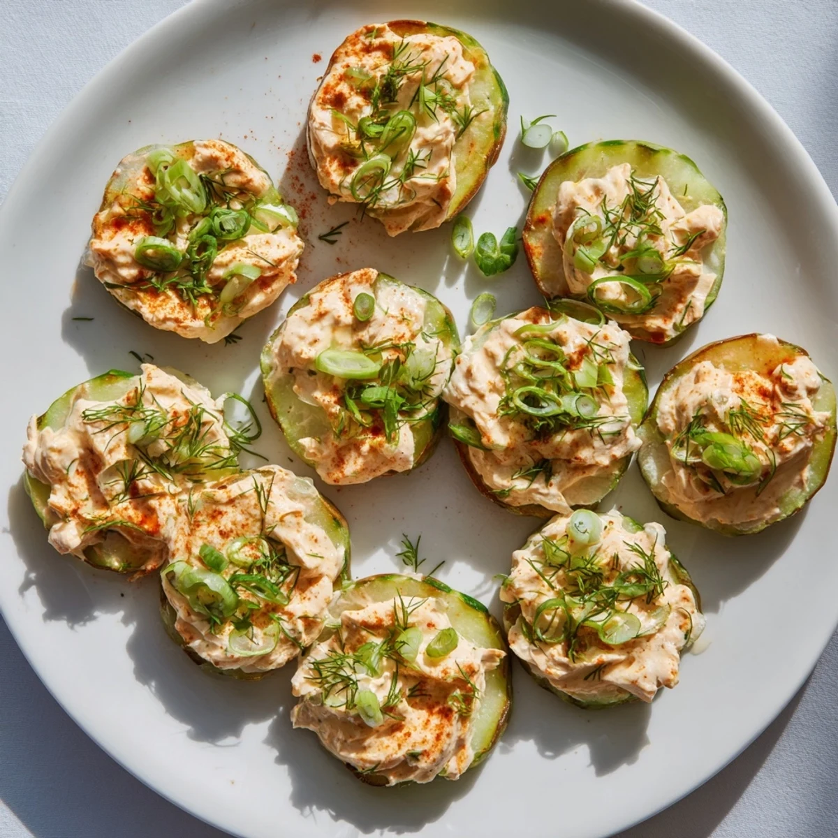 A bowl of Creamy German Cucumber Salad, showing fresh cucumbers and onions in a tangy sauce.