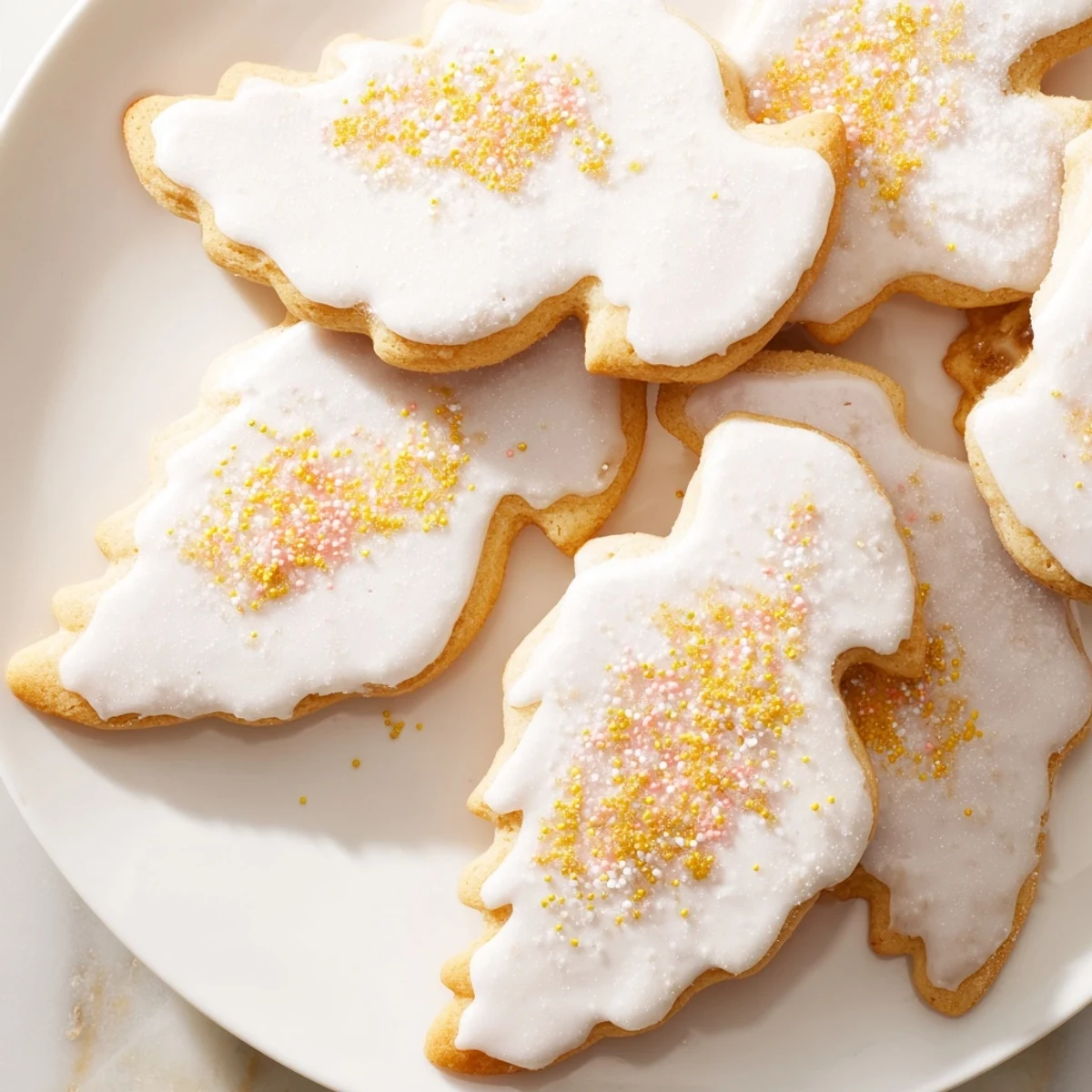 A plate of beautifully decorated angel wings sugar cookies, perfect for dessert enjoyment.