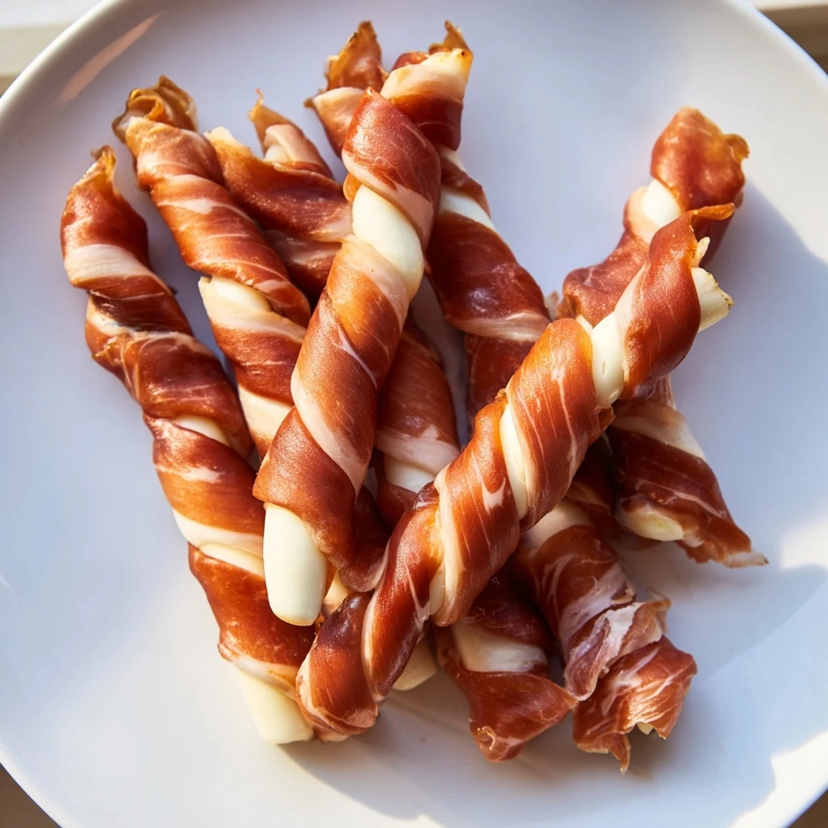 Savory Nautical Knot appetizer braid with salty prosciutto wrapping creamy mozzarella string cheese.