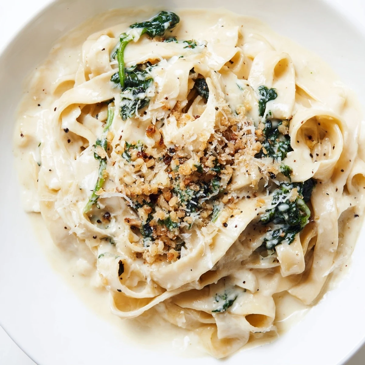 Freshly made creamy spinach pasta, with Parmesan, a quick Italian-inspired comfort dish.