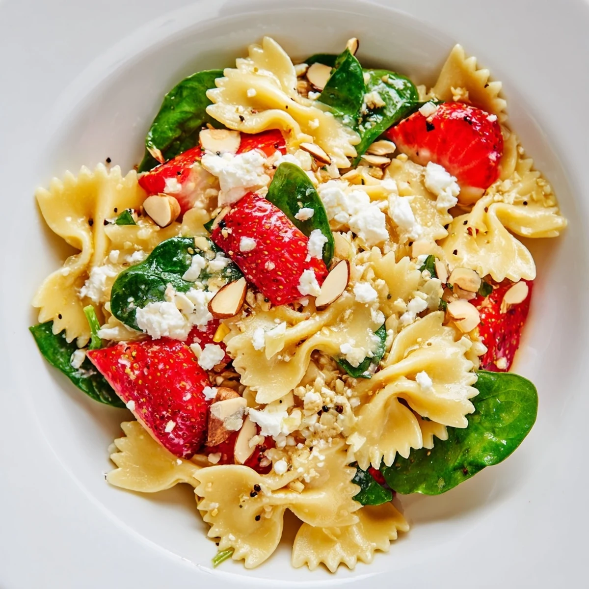 Farbenfrohes Frühlingsrezept für eine vegetarische Pasta-Salad, perfekt für Picknicks und Sommerfeste.  