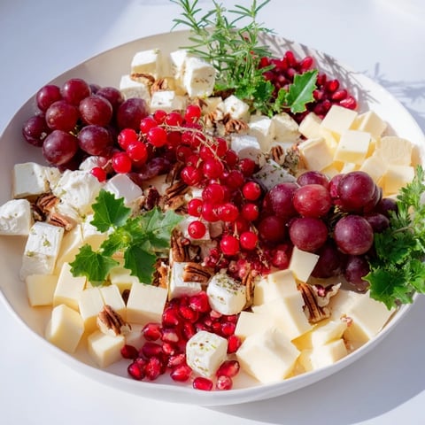 A festive holly berry cluster, perfect for holiday appetizers, showcasing vibrant red berries and creamy cheeses.