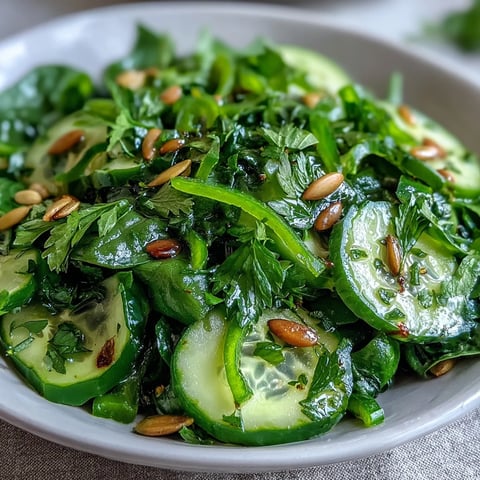 Glänzender Grüner Salat mit knackigem Gemüse und hellem, zitronigem Dressing.
