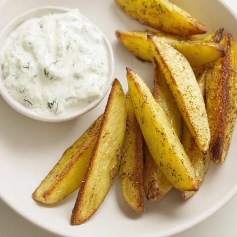 Knusprige Ofenkartoffeln mit Kräuterquark