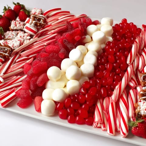 Rote weiße Süßigkeiten Tafel