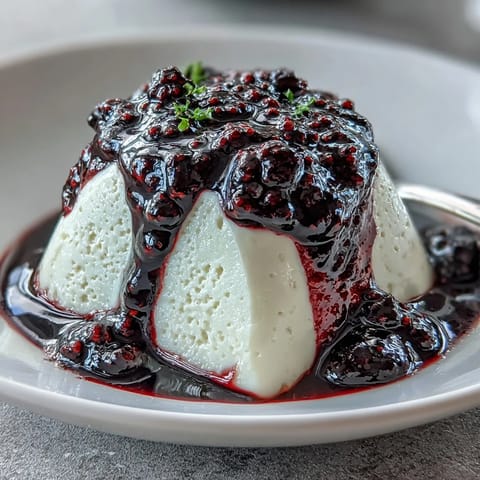 Silky black currant sauce with lemon zest, perfect for spooning over cheesecake slices.  