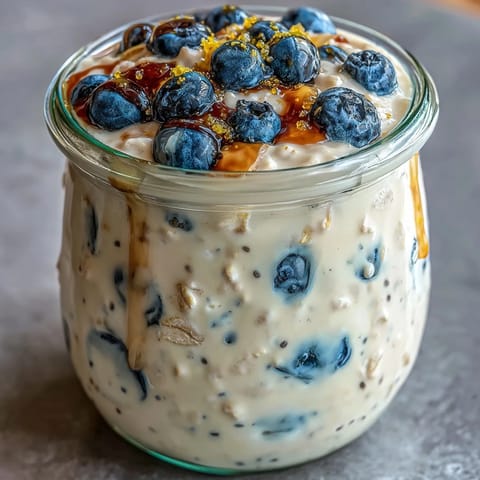 Overnight Oats Blaubeere Zitrone