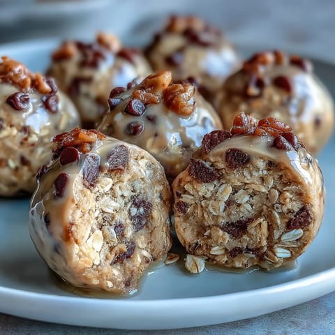 1. Peanut Butter Energy Balls mit dunklen Schokoladenstückchen – cremige Erdnussbutter, Haferflocken und Schokolade zu perfekten Snacks verarbeitet.