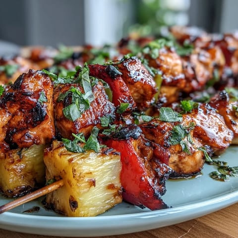 Gegrillte Huhn Ananas Spieße