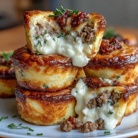 Mini-Shepherds-Pies in Muffinform: goldene, cremige Kartoffelhaube auf würzigem Hackfleisch mit Gemüse—perfekt portioniert für jeden Teller.