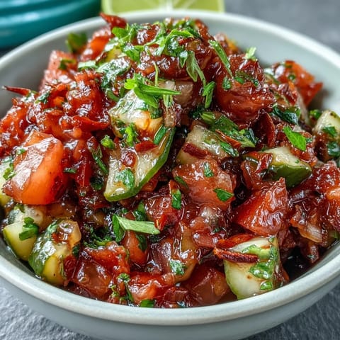 Saftige Pickle de Gallo Salsa, perfekt für Tortilla-Chips und Tacos.