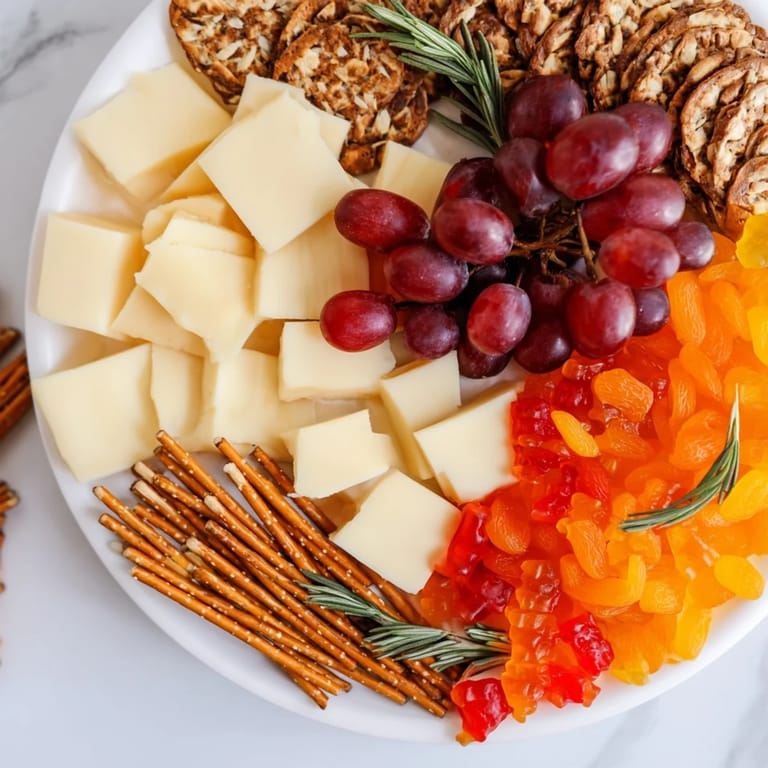 A delicious array on the Flickering Fire Log Snack Board, perfect for festive gatherings.