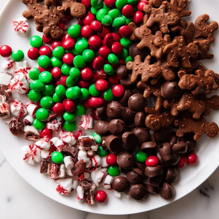 This delicious Santa's Sack Candy Avalanche displays an array of holiday treats—a festive and sweet snack board.