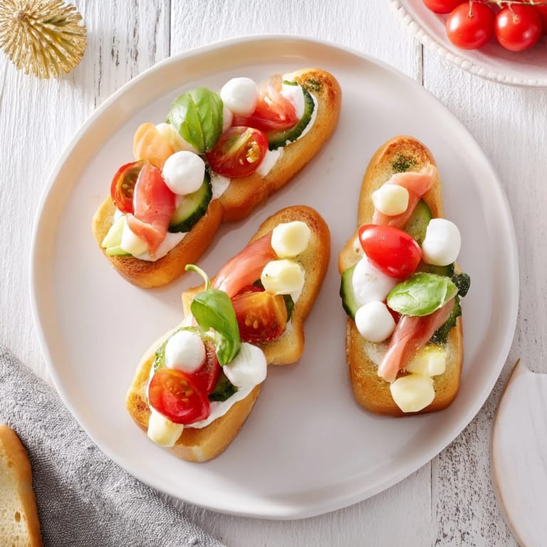 Crispy Elf Shoe Shaped Toast Bites with sweet and savory options, alongside strawberries and creamy mozzarella.