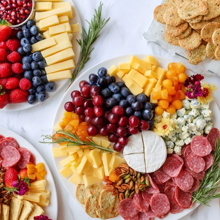 This festive Nutcracker Suite Board presents a delicious array, from cheeses to sweet treats, beautifully arranged.