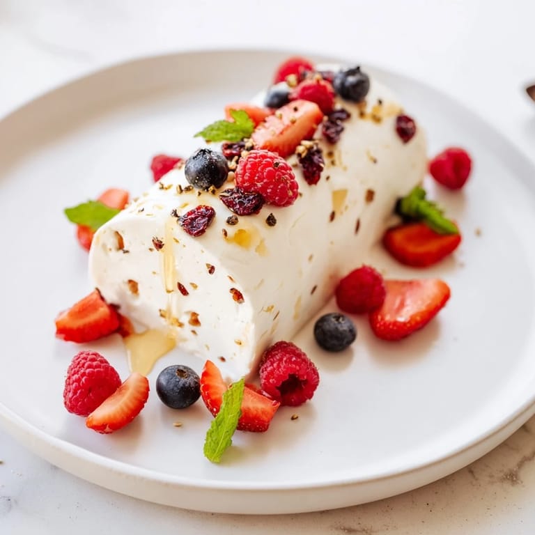 Savory and sweet: Close-up of a Cranberry & Goat Cheese Log with bright, juicy berry garnish.