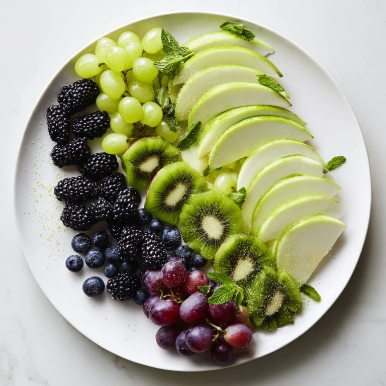 Imagine the vibrant The Aurora Borealis Sweep centerpiece, a colorful fruit arrangement with grapes and kiwis.