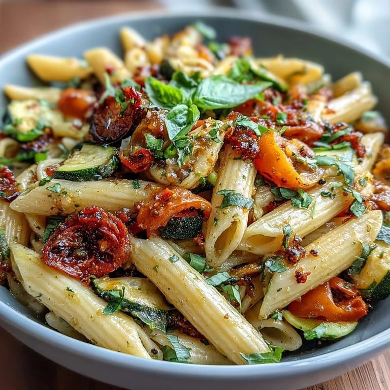 A close-up of Vegan One-Pot Pasta Primavera with Lemon and Basil, twirled on a fork with olive oil and nutritional yeast, perfect for easy plant-based family dinners.