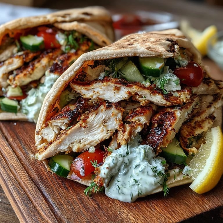 Bright cucumber tomato salad adds crunch to these delicious Light Greek Chicken Pita Pockets.