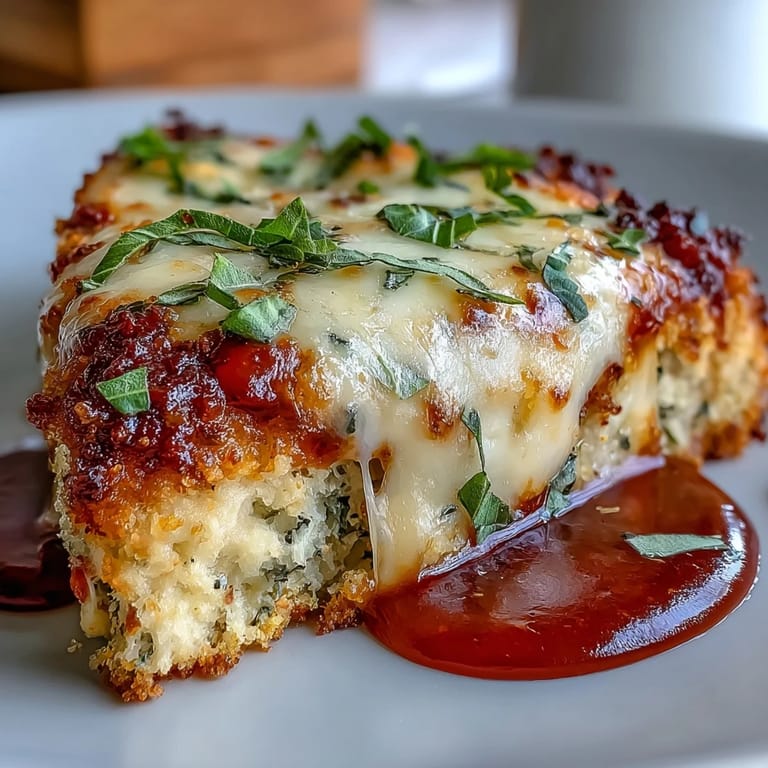 Keto Baked Chicken Parmesan mit knuspriger Mandelmehlkruste und geschmolzenem Mozzarella auf einem dunklen Teller.