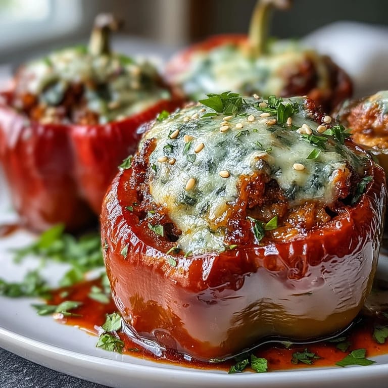 Fork holding a bite of Korean-Style Turkey Stuffed Sweet Peppers revealing savory ground turkey and bright peppers.