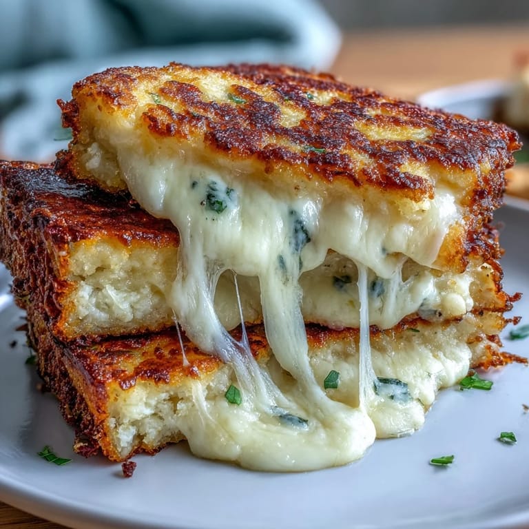 3. Low-Carb-Blumenkohlbrot-Grilled-Cheese mit goldener Kruste und geschmolzenem Käse, ideal für Keto-Komfortessen.