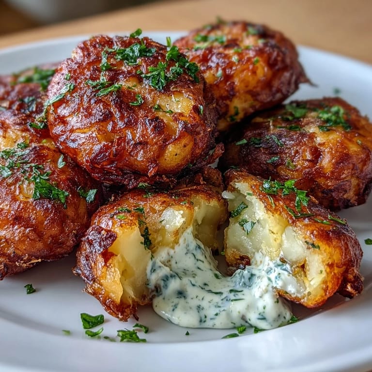 2. Leckere Kartoffelkräppel mit Petersilie, Schnittlauch und Dill, knusprig gebraten und mit einer cremigen Sauerrahmhaube serviert - perfekt als vegetarischer Snack.