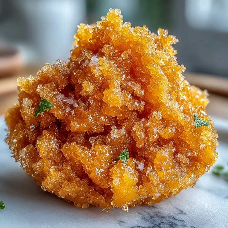 Saftige Mangostückchen verwandeln sich in eine luftige, eisige Granita – perfekt für den Sommer.