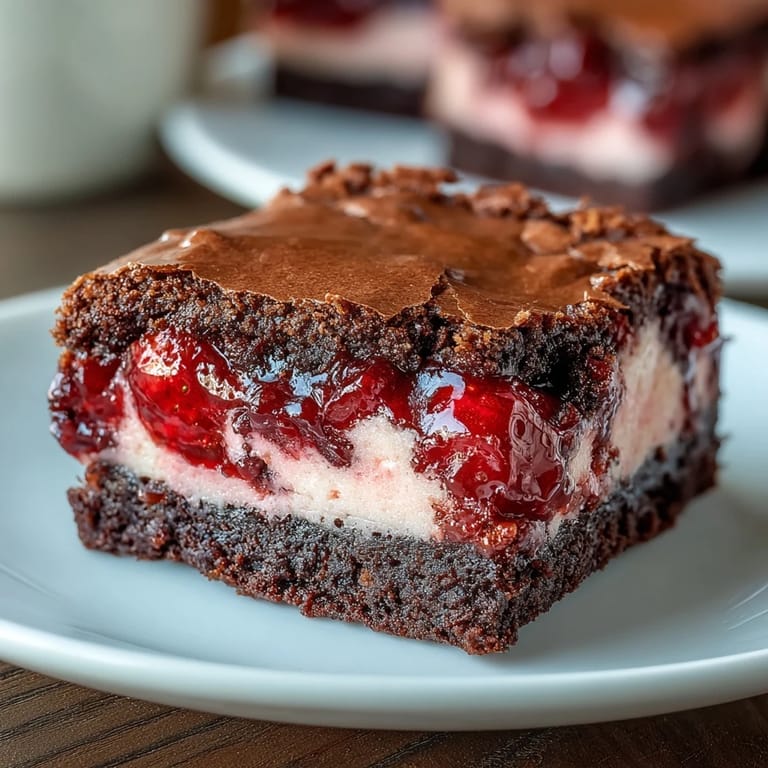 Verführerische Rote-velvet-Käsekuchen-Brownies mit cremigem Käsekuchen und roten Samtstreifen.