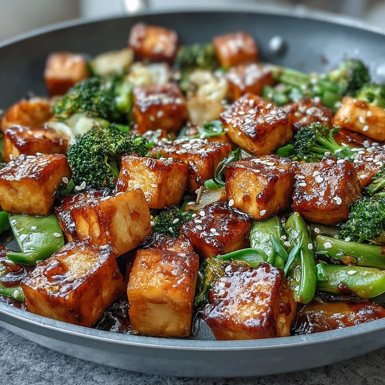 Knuspriger Tofu und knackiges Gemüse in einer herzhaften Teriyaki-Sauce – ein schnelles und gesundes Abendessen.