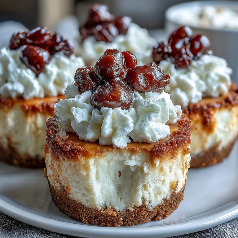 1. Mini Cheesecakes mit knusprigem Keksboden und cremiger Füllung, ideal für festliche Dessert-Buffets oder besondere Anlässe.
