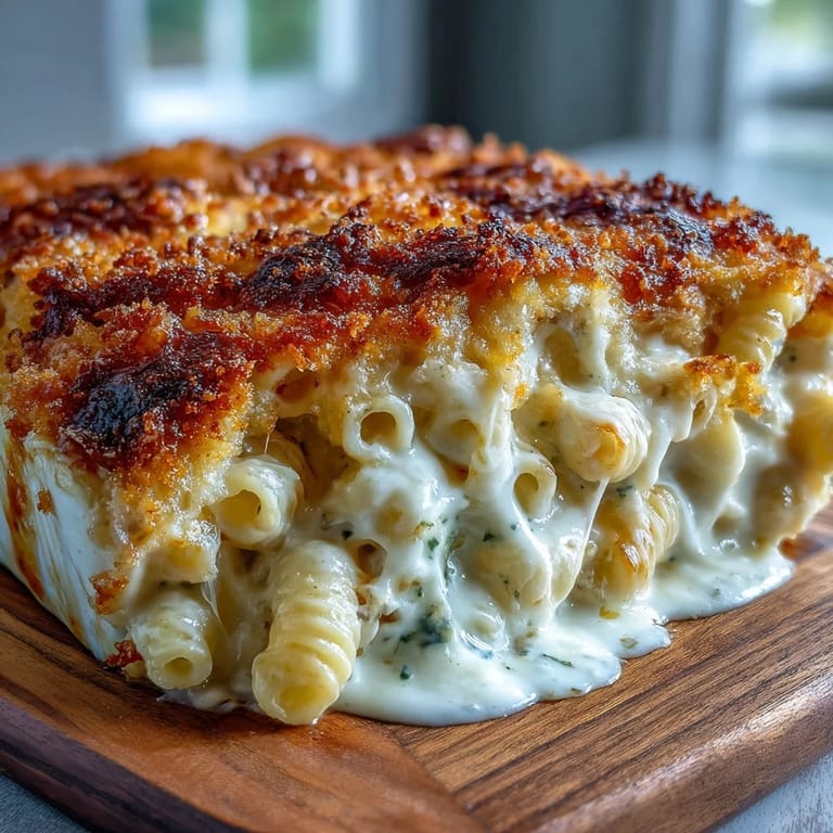 Käsiges Nudelgericht mit schmelzendem Cheddar, serviert als festlicher Beilagensalat.