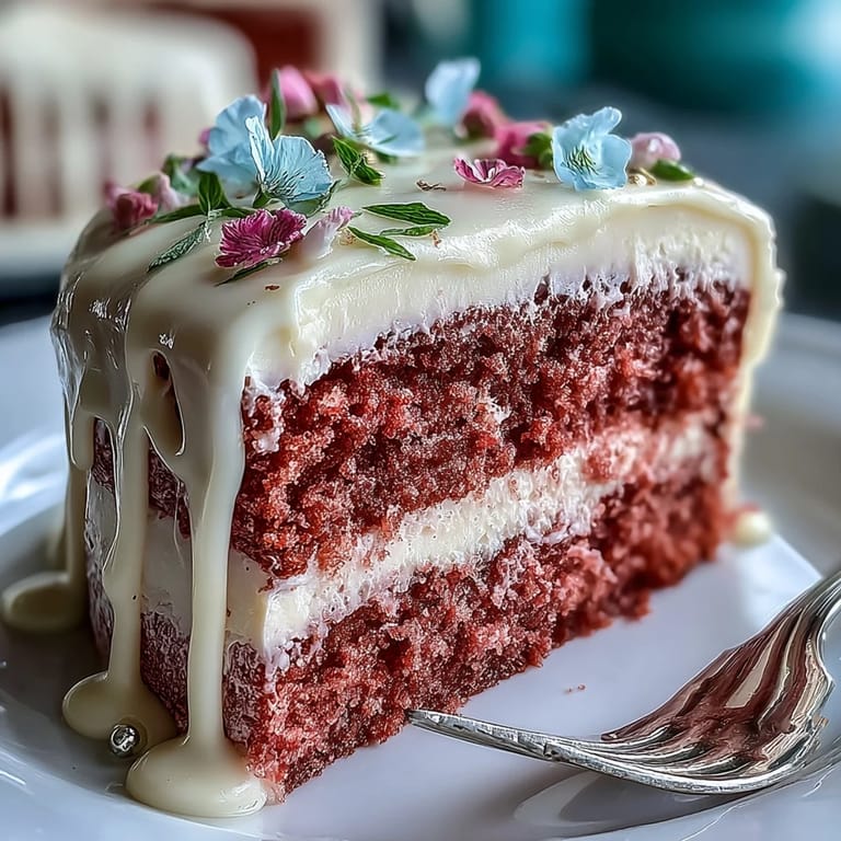 2. Zarte rosa Samttorte mit Roséwein-Aroma, cremiger Füllung und glänzendem Gold-Drip-Topping.