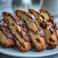 Knusprige zweifach gebackene italienische Biscotti mit duftender kandierter Orangenschale und reichhaltiger dunkler Schokolade, ideal zum Eintunken in Kaffee oder Dessertwein.