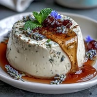 Zarte Honig-Lavendel-Panna Cotta mit cremiger Textur und floralem Aroma, perfekt für den Frühling.