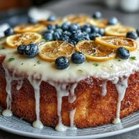 Zitronen-Heidelbeer-Frühlingsgeburtstagskuchen mit cremiger Zitronencreme