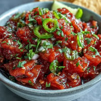 Frische Pickle de Gallo Salsa mit knackigen Gurken, Tomaten plus Limette.
